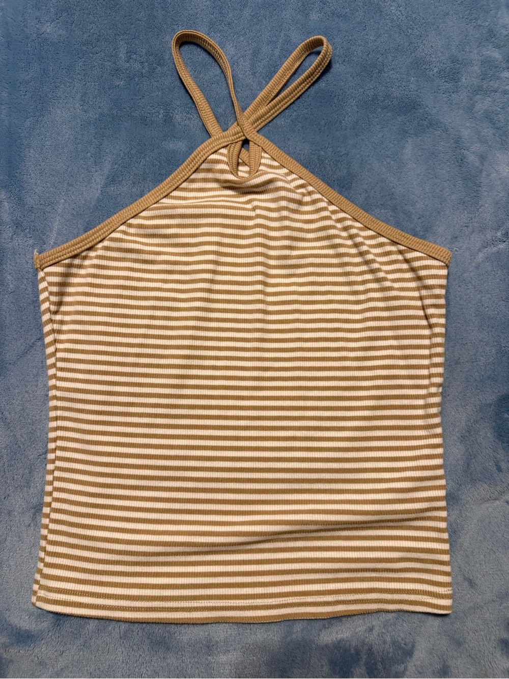 Lulu's Tan and White Striped Halter Tank Top